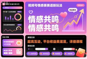 视频号情感赛道新玩法，超高互动，平台收益美滋滋，详细课程-赚金金-技能学习分享