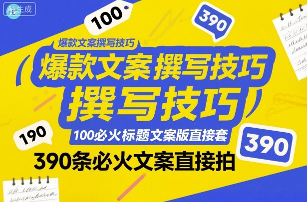爆款文案撰写技巧，100个必火标题文案模版直接套，390条必火文案直接拍-赚金金-技能学习分享