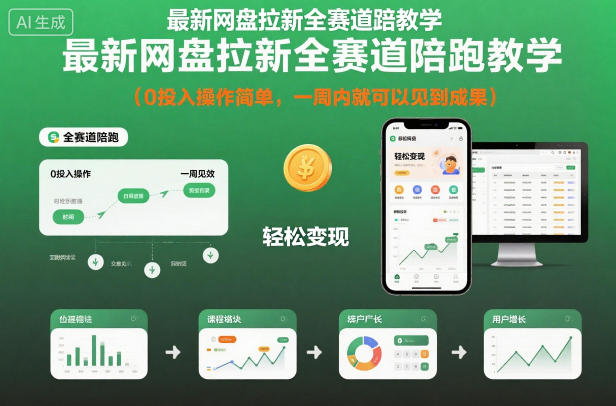 最新网盘拉新全赛道陪跑教学，0投入操作简单，一周内就可以见到成果-赚金金-技能学习分享