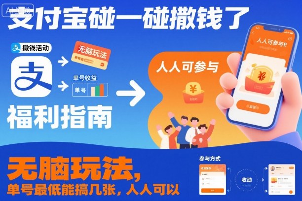 支付宝碰一碰撒钱了，无脑玩法，单号最低能搞几张，人人可以撸【揭秘】-赚金金-技能学习分享