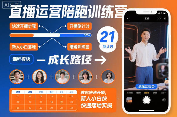 直播运营陪跑训练营，教你快速开播，新人小白快速落地实操-赚金金-技能学习分享