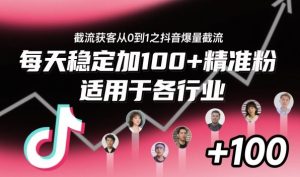 截流获客从0到1之抖音爆量截流,每天稳定加100+精准粉,适用于各行业-赚金金-技能学习分享