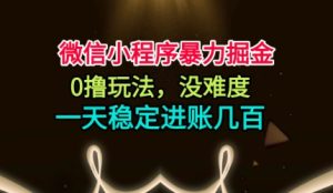 微信小程序暴力掘金，0撸玩法，没难度，一天稳定进账几张【揭秘】-赚金金-技能学习分享