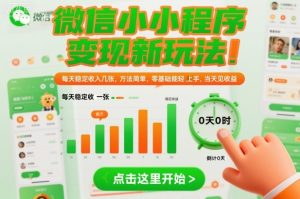 微信小程序变现新玩法，每天稳定收入几张，方法简单，零基础也能轻松上手，当天见收益【揭秘】-赚金金-技能学习分享