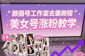 颜值号工作室去重教程，美女号涨粉教学-赚金金-技能学习分享