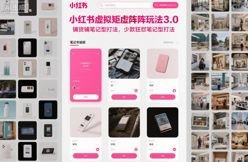 小红书虚拟矩阵玩法3.0，铺货铺笔记型打法，少款狂怼笔记型打法-赚金金-技能学习分享