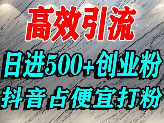 怎么打创业粉？抖音利用占便宜心理引流创业粉，单人日引500+精准流量-赚金金-技能学习分享