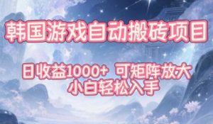 韩国游戏自动搬砖项目，日收益1k+，可矩阵放大，小白轻松入手【揭秘】-赚金金-技能学习分享