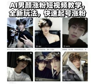 AI男颜涨粉短视频教学，全新玩法，快速起号涨粉-赚金金-技能学习分享