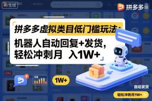 拼多多虚拟类目低门槛玩法:机器人自动回复+发货,轻松冲刺月入1W+-赚金金-技能学习分享