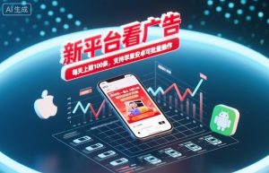 新平台看广告，养好机一条0.3到5米，每天上限100条，支持苹果安卓可批量操作-赚金金-技能学习分享