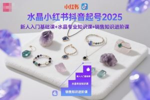 水晶小红书抖音起号2025,新人入门基础课+水晶专业知识课+销售知识进阶课-赚金金-技能学习分享