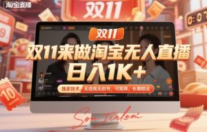 双11来做淘宝无人直播,日入1K+,独家技术,无违规无封号,可矩阵,长期稳定【揭秘】-赚金金-技能学习分享