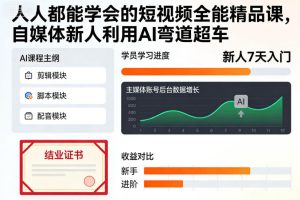 人人都能学会的短视频全能精品课,自媒体新人利用AI弯道超车-赚金金-技能学习分享