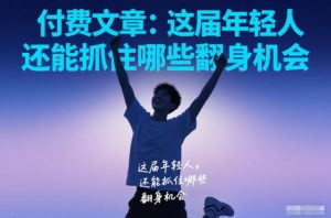 付费文章:这届年轻人,还能抓住哪些翻身机会-赚金金-技能学习分享