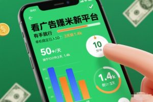 看广告賺米新平台，有手就行，单机稳定日入50+，操作10分钟上手，3天搞了1.4k【揭秘】-赚金金-技能学习分享