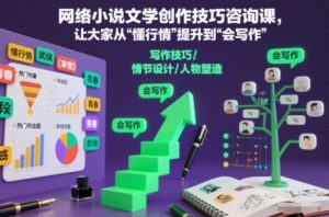 网络小说文学创作技巧咨询课,让大家从“懂行情”提升到”会写作”的高度-赚金金-技能学习分享