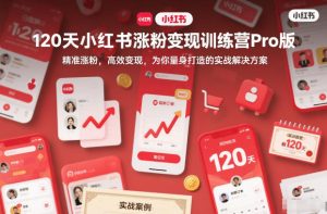 120天小红书涨粉变现训练营Pro版,精准涨粉,高效变现,为你量身打造的实战解决方案-赚金金-技能学习分享