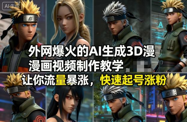 外网爆火的AI生成3D漫画视频制作教学，让你流量暴涨，快速起号涨粉！-赚金金-技能学习分享