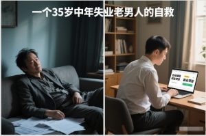 付费文章:一个35岁中年失业老男人的自救-赚金金-技能学习分享