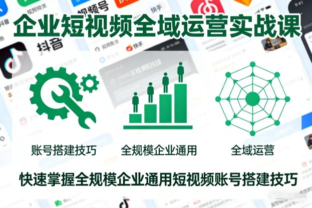 企业短视频全域运营实战课，快速掌握全规模企业通用短视频账号搭建技巧-赚金金-技能学习分享