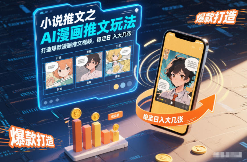 小说推文之AI漫画推文玩法，打造爆款漫画推文视频，稳定日入大几张-赚金金-技能学习分享