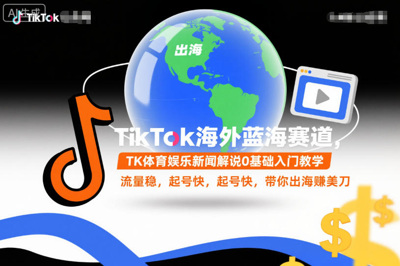 TikTok海外蓝海赛道，TK体育娱乐新闻解说0基础入门教学，流量稳，起号快，带你出海賺美刀-赚金金-技能学习分享