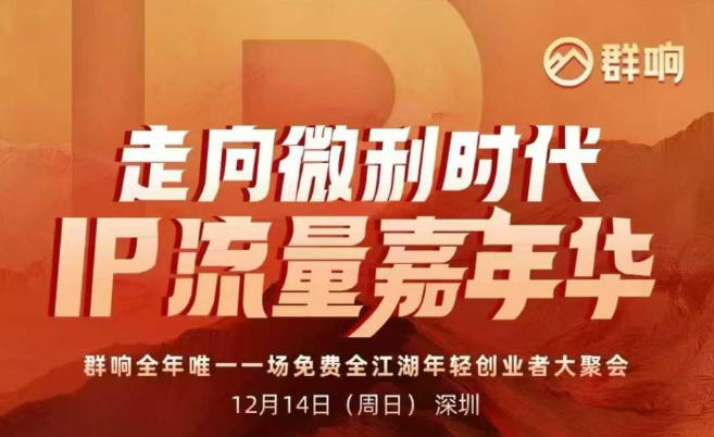 2025ip嘉年华万人12月14深圳线下课，走向微利时代，IP流量嘉年华，实操性极强的商业干货课-赚金金-技能学习分享