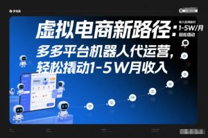 虚拟电商新路径：多多平台机器人代运营，轻松撬动1-5W月收入【揭秘】-赚金金-技能学习分享