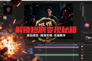 短剧拉新之原创燃剪精简剪辑实操课，解锁短剧变现秘籍-赚金金-技能学习分享