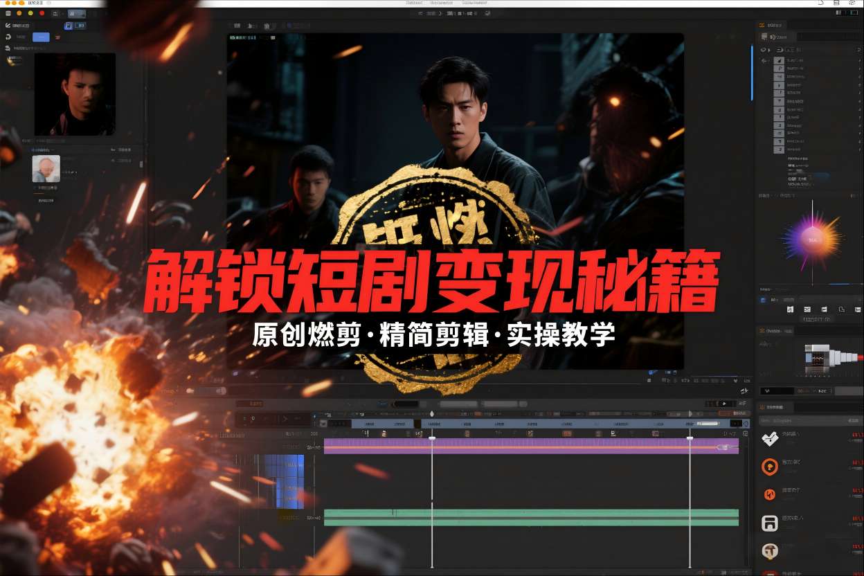 短剧拉新之原创燃剪精简剪辑实操课，解锁短剧变现秘籍-赚金金-技能学习分享