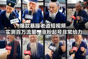 爆款暴躁老道短视频，实测百万流量，涨粉起号非常给力-赚金金-技能学习分享