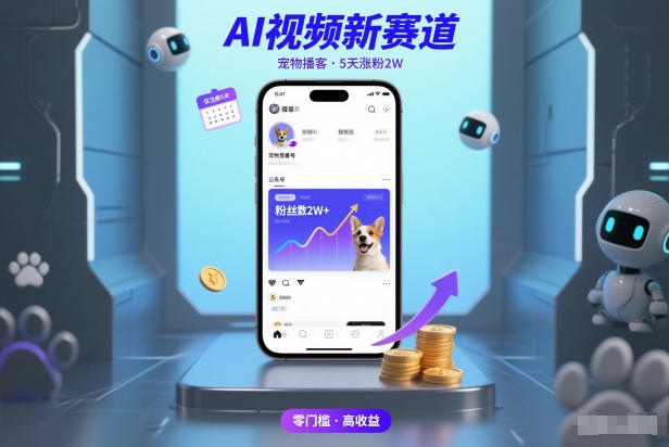 AI视频新赛道，宠物播客仅注册5天涨粉2W，收益非常可观-赚金金-技能学习分享
