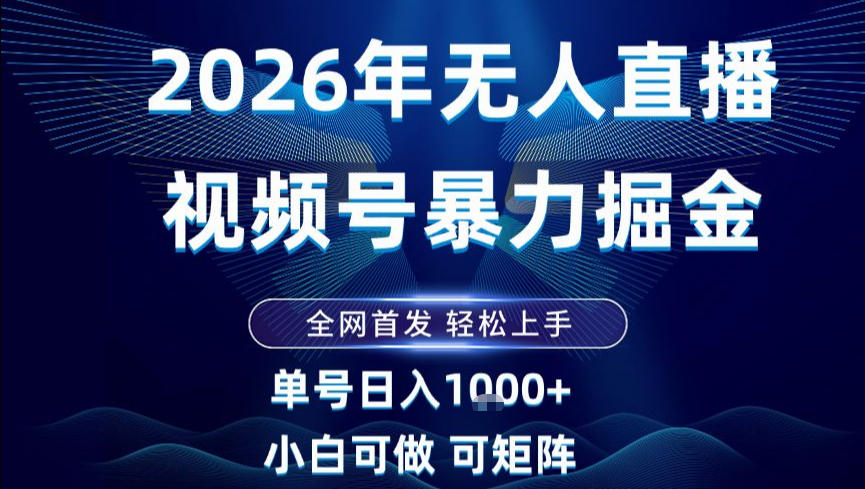 2026最新视频号无人直播掘金，全网首发，小白可以玩，长期稳定日入1k+【揭秘】-赚金金-技能学习分享