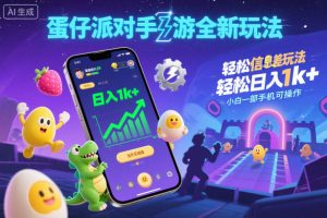 蛋仔派对手游全新玩法，轻松日入1k+，风口信息差玩法，当天见收益，小白一部手机可操作-赚金金-技能学习分享