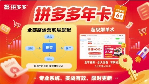 拼多多年卡，拼多多全链路运营底层逻辑，超级爆单术【更新12月】-赚金金-技能学习分享