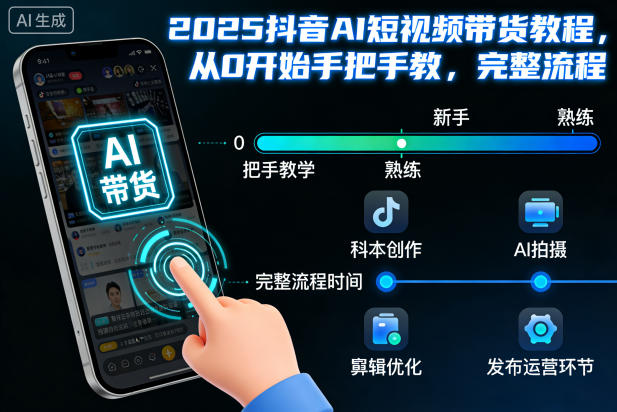 2025抖音AI短视频带货教程，从0开始手把手教，完整流程-赚金金-技能学习分享