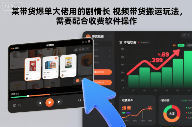 某带货爆单大佬用的剧情长视频带货搬运玩法，需要配合收费软件操作-赚金金-技能学习分享