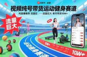 视频号带货运动健身赛道，纯直播推荐，流量巨大，单月带货10W+-赚金金-技能学习分享