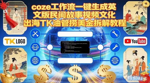 Coze扣子工作流一键生成英文版民间故事视频，文化出海TK油管捞美金拆解教程-赚金金-技能学习分享