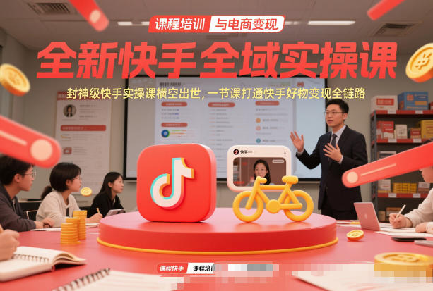 全新快手全域实操课，封神级快手实操课横空出世，一节课打通快手好物变现全链路-赚金金-技能学习分享