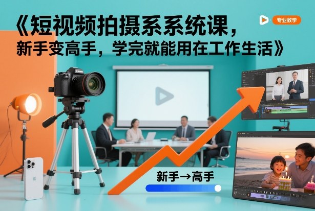 短视频拍摄系统课，新手变高手，学完就能用在工作生活-赚金金-技能学习分享