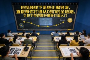 短视频线下系统化编导课，直接帮你打通从0到1的全链路，手把手带你敲开编导行业大门-赚金金-技能学习分享