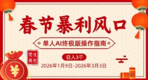 春节暴利风口项目,单人AI落地翻身终极版实操-赚金金-技能学习分享