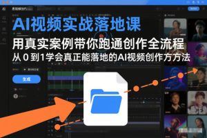 AI视频实战落地课,用真实案例带你跑通创作全流程,从0到1学会真正能落地的AI视频创作方法-赚金金-技能学习分享