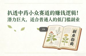 扒透中药小众赛道的賺米逻辑，潜力巨大，适合普通人的低门槛副业-赚金金-技能学习分享