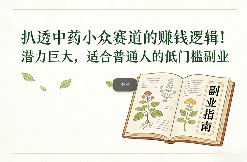 扒透中药小众赛道的賺米逻辑，潜力巨大，适合普通人的低门槛副业-赚金金-技能学习分享