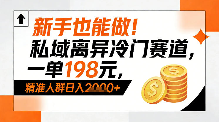 新手也能做！私域离异冷门赛道，一单198，精准人群日入1k+-赚金金-技能学习分享