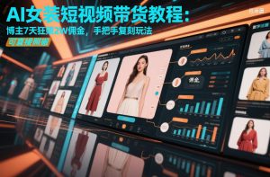 AI女装短视频带货教程：博主7天狂賺2W佣金，手把手复刻玩法，可直接照搬-赚金金-技能学习分享
