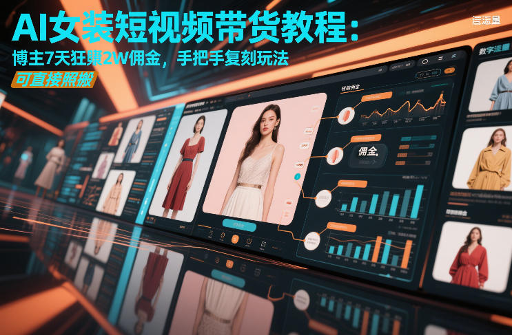 AI女装短视频带货教程：博主7天狂賺2W佣金，手把手复刻玩法，可直接照搬-赚金金-技能学习分享